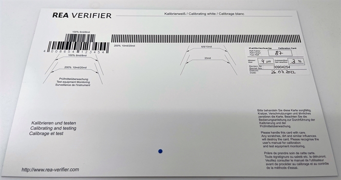 REA scheda di calibrazione per REA Scan Check II, REA Scan Check 3, REA Scan Check 3n, REA Checker.