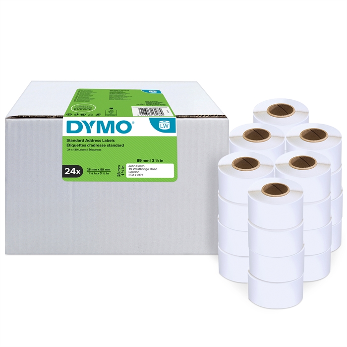 Dymo Label Addressing 28 x 89 mm bianco permanente, confezione da 24 pezzi.