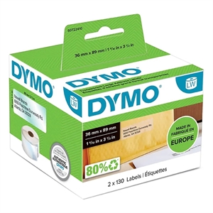 Dymo Label Addressing 36 x 89 mm, trasparente permanente, 260 pezzi.