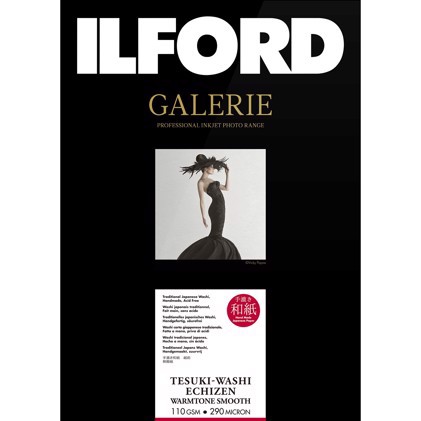 Ilford GALERIE Tesuki-Washi Echizen Warmtone  Smooth 110 - A1+ deckle edge, 5 fogli 