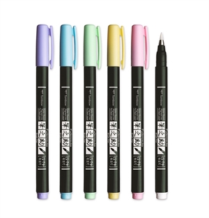 Tombow Marker Fudenosuke soft pastel set (6)